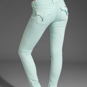 Hudson- Collin Skinny Crop in Mint. Flap pockets